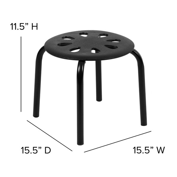 Bentley Plastic Nesting Stack Stools, 11.5"Height, Black (5 Pack)