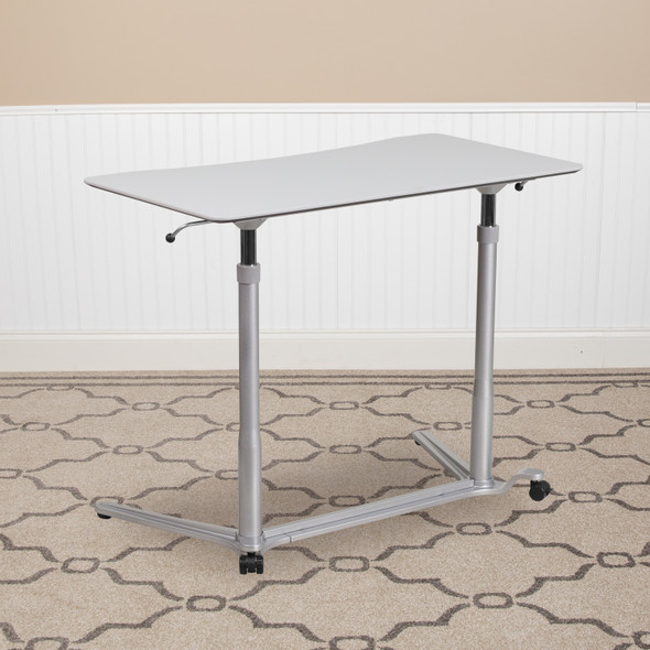 Merritt Sit-Down, Stand-Up Light Gray Computer Ergonomic Desk with 37.375''W Top (Adjustable Range 29'' - 40.75'')