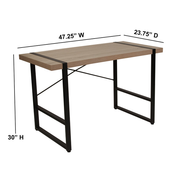 Hanover Park Rustic Wood Grain Finish Console Table with Black Metal Frame