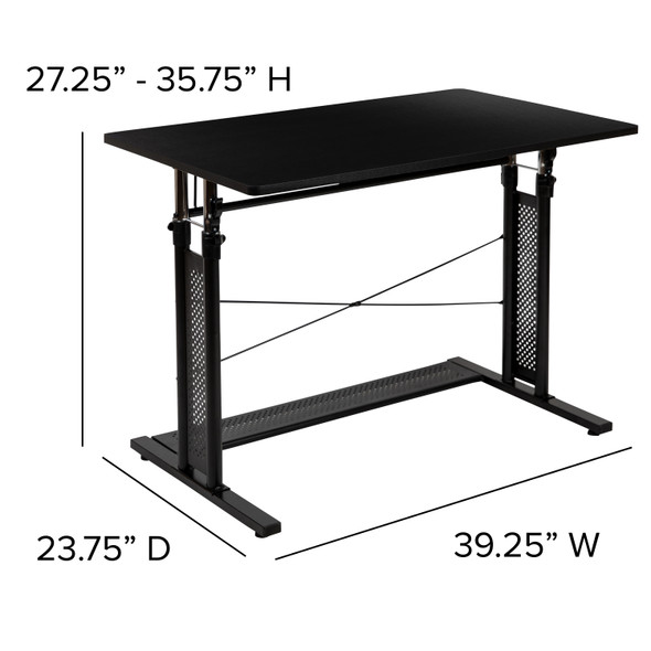 Fairway Height Adjustable (27.25-35.75"H) Sit to Stand Home Office Desk - Black