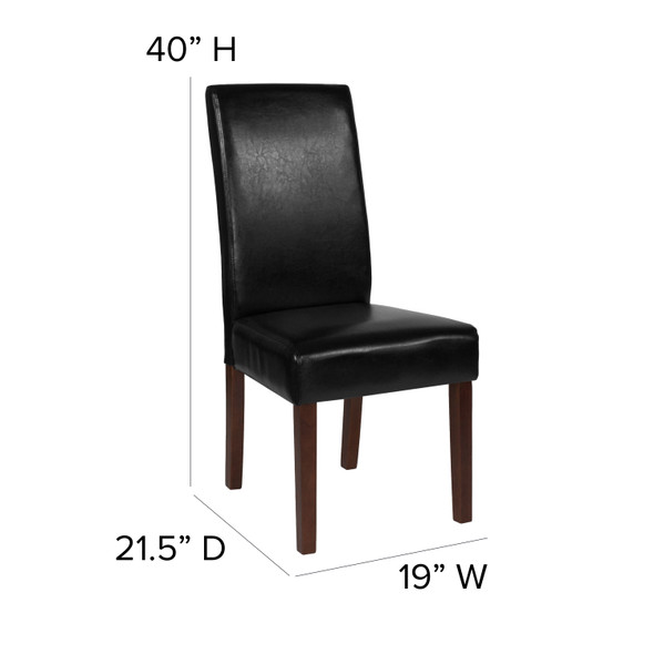 Greenwich Series Black LeatherSoft Upholstered Panel Back Mid-Century Parsons Dining Chair