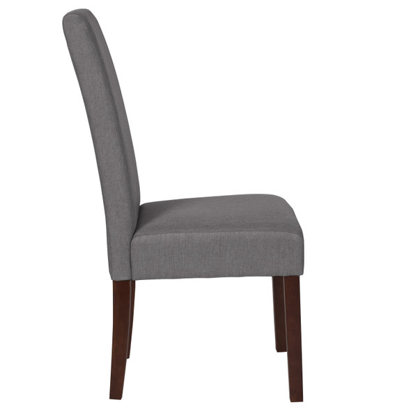 Greenwich Series Light Gray Fabric Upholstered Panel Back Mid-Century Parsons Dining Chair