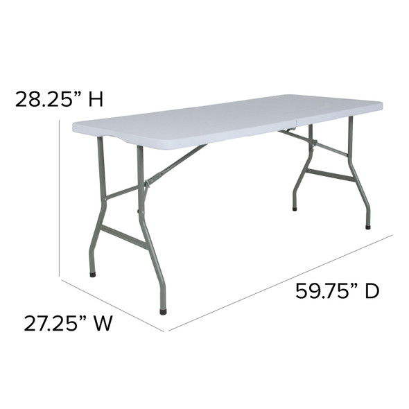 Kathryn 4.97-Foot Bi-Fold Granite White Plastic Folding Table