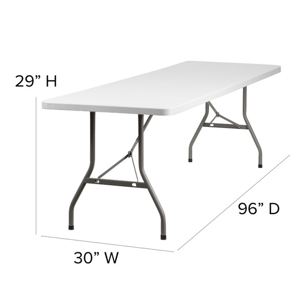 Kathryn 8-Foot Granite White Plastic Folding Table