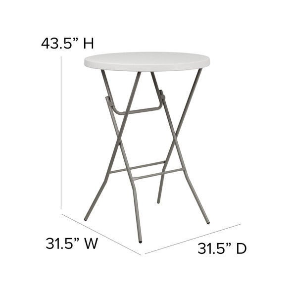 Kathryn 2.63-Foot Round Granite White Plastic Bar Height Folding Table