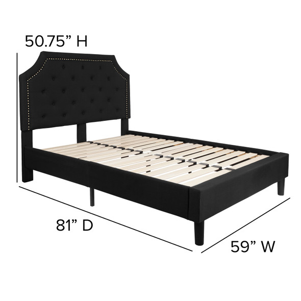 Brighton Full Size Tufted Upholstered Platform Bed in Black Fabric