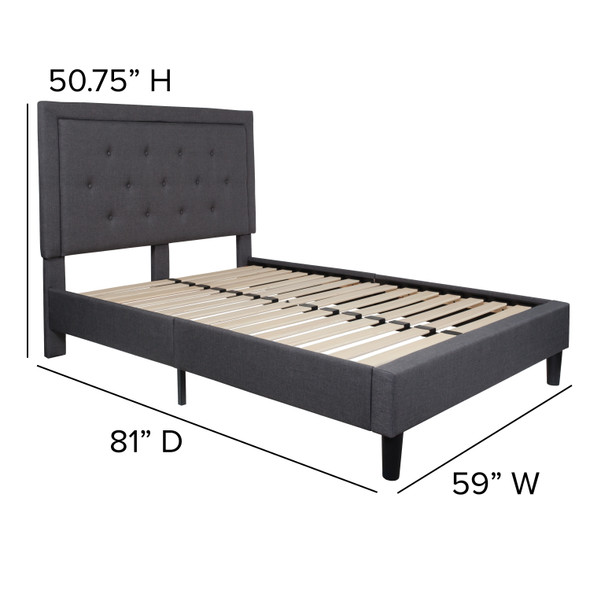 Roxbury Full Size Tufted Upholstered Platform Bed in Dark Gray Fabric