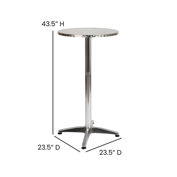 Mellie 23.5" Round Aluminum Indoor-Outdoor Bar Height Table