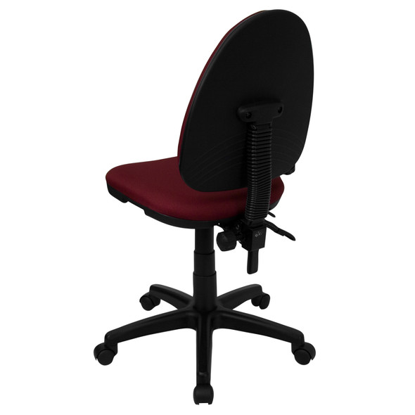 Mid-Back Burgundy Fabric Multifunction Swivel Ergonomic Task Office Chair with Adjustable Lumbar Support