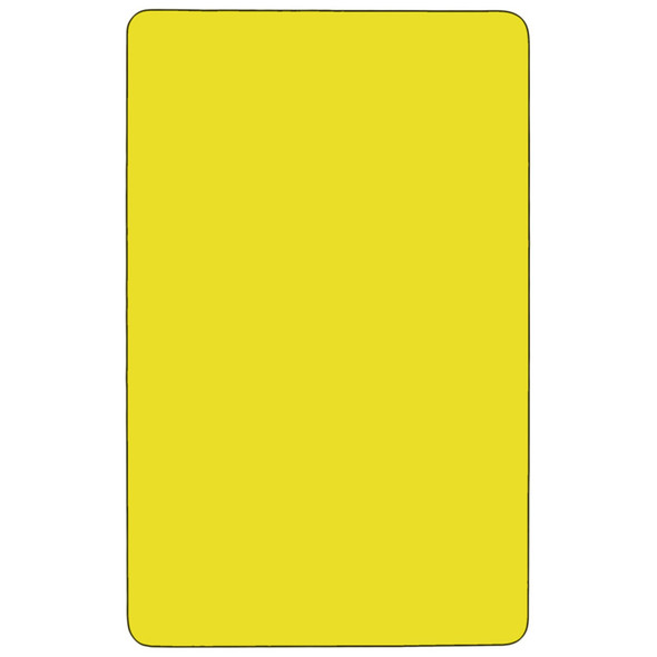 Wren Mobile 24''W x 48''L Rectangular Yellow HP Laminate Activity Table - Standard Height Adjustable Legs