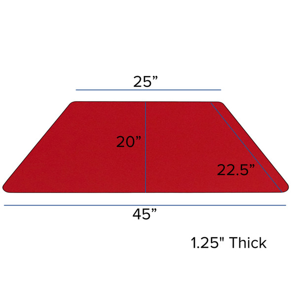 Wren 22.5''W x 45''L Trapezoid Red HP Laminate Activity Table - Standard Height Adjustable Legs