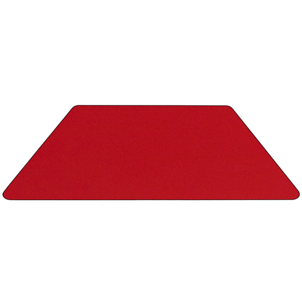 Wren Mobile 22.5''W x 45''L Trapezoid Red HP Laminate Activity Table - Height Adjustable Short Legs
