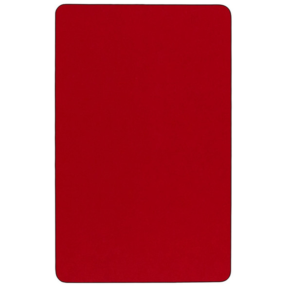 Wren 30''W x 60''L Rectangular Red Thermal Laminate Activity Table - Standard Height Adjustable Legs