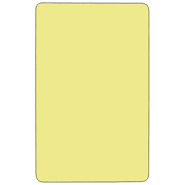 Wren Mobile 30''W x 60''L Rectangular Yellow Thermal Laminate Activity Table - Standard Height Adjustable Legs