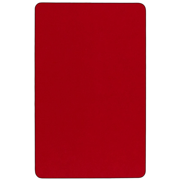 Wren 30''W x 60''L Rectangular Red Thermal Laminate Activity Table - Height Adjustable Short Legs
