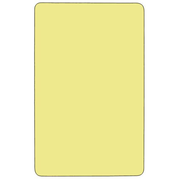 Wren 30''W x 60''L Rectangular Yellow Thermal Laminate Activity Table - Height Adjustable Short Legs