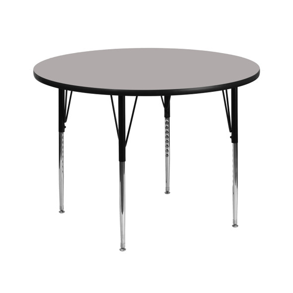 Wren 42'' Round Grey HP Laminate Activity Table - Standard Height Adjustable Legs