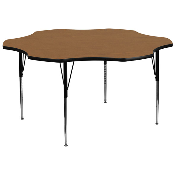 Wren 60'' Flower Oak Thermal Laminate Activity Table - Standard Height Adjustable Legs