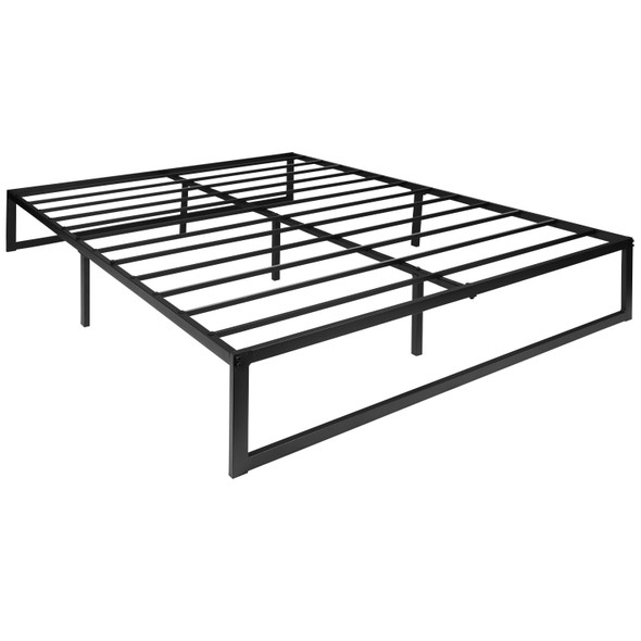 Leo 14 Inch Metal Platform Bed Frame with 10 Inch Pocket Spring Mattress in a Box and 3 inch Cool Gel Memory Foam Topper - Queen