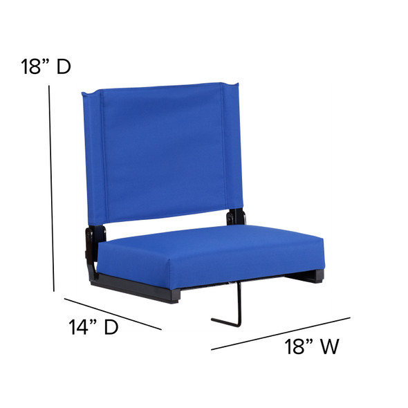 Grandstand Comfort Seats by Flash - 500 lb. Rated Lightweight Stadium Chair with Handle & Ultra-Padded Seat, Blue