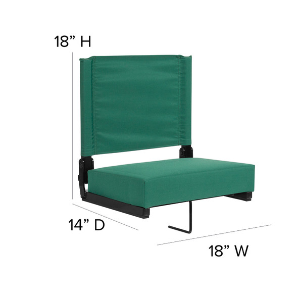 Grandstand Comfort Seats by Flash - 500 lb. Rated Lightweight Stadium Chair with Handle & Ultra-Padded Seat, Hunter Green