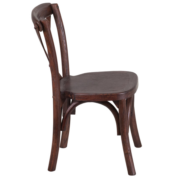 HERCULES Series Stackable Kids Mahogany Wood Cross Back Chair