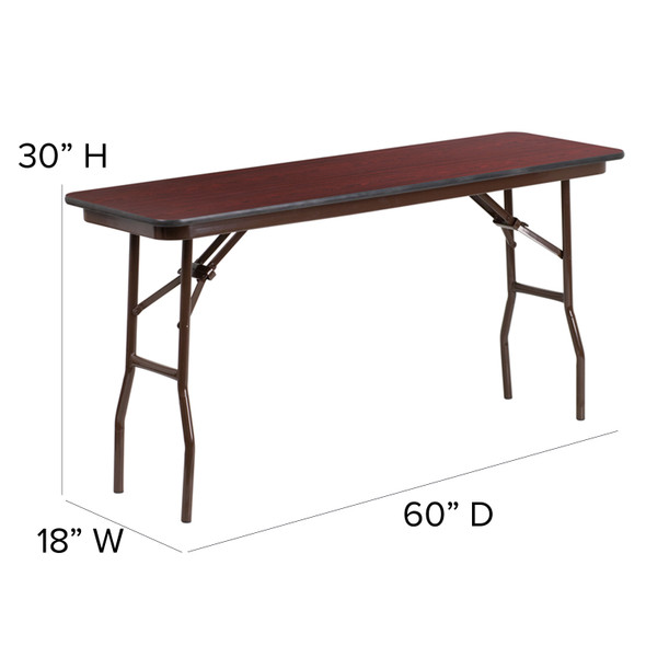 Frankie 5-Foot Mahogany Melamine Laminate Folding Training Table