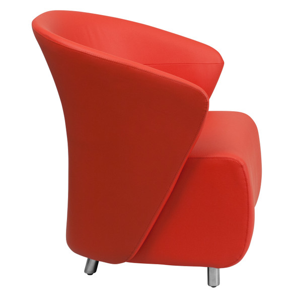 Pasithea Red LeatherSoft Curved Barrel Back Lounge Chair