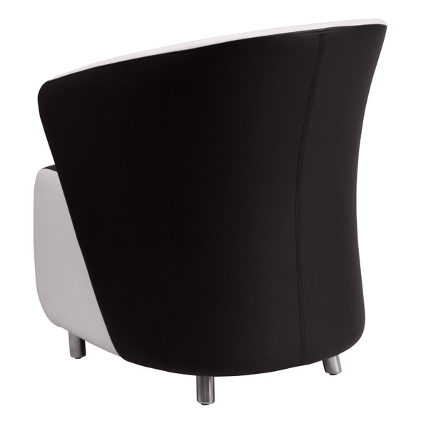 Pasithea Black LeatherSoft Curved Barrel Back Lounge Chair with Melrose White Detailing