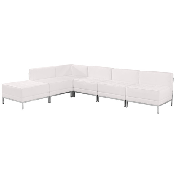 HERCULES Imagination Series Melrose White LeatherSoft Sectional Configuration, 6 Pieces