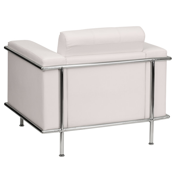 HERCULES Lesley Series Contemporary Melrose White LeatherSoft Chair with Encasing Frame