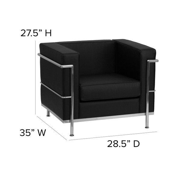 HERCULES Regal Series Contemporary Black LeatherSoft Chair with Encasing Frame