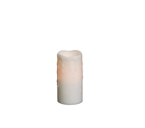 LED Wax Dripping Pillar Candle (Set of 4) 3"Dx6"H Wax/Plastic - 2 C Batteries Not Incld. - 45375