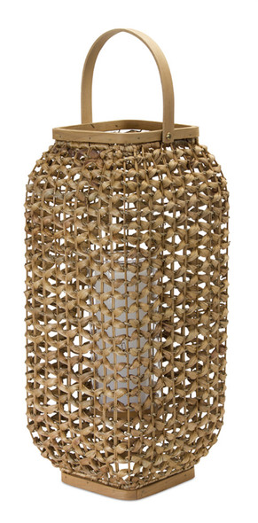 Lantern 20"H Wicker/Glass - 78042