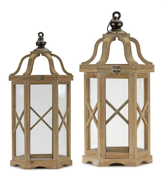 Lantern (Set of 2) 23.5"H, 31"H Wood/Iron - 80501