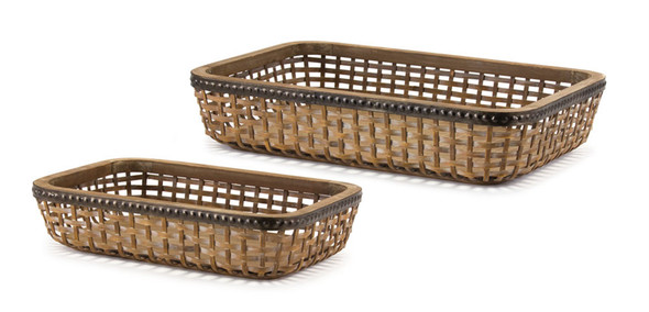 Tray (Set of 2) 16"L x 11"W, 20"L x 14"W Bamboo/Wood - 80503