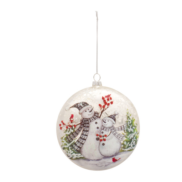 Snowman Disc Ornament (Set of 6) 5.5"H Glass - 83120