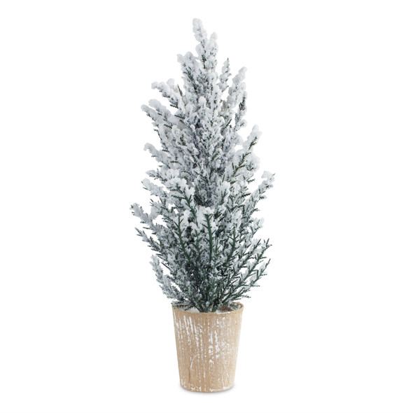 Potted Snowy Pine Tree (Set of 4) 16"H Plastic/Paper - 83223