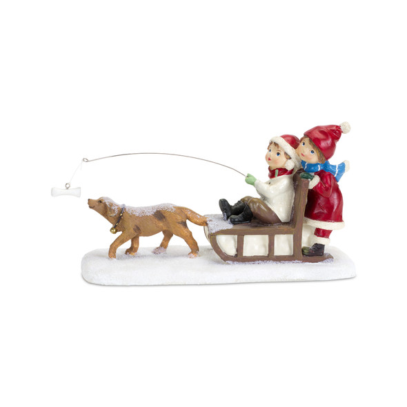 Children on Sled 9.5"L x 5.75"H Resin - 83394