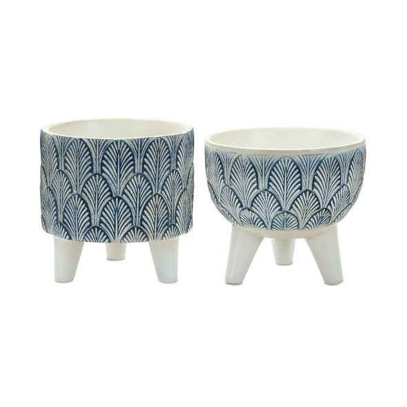 Pot w/Legs (Set of 2) 5.25"D x 5.25"H, 5.5"D x 5"H Resin - 85062