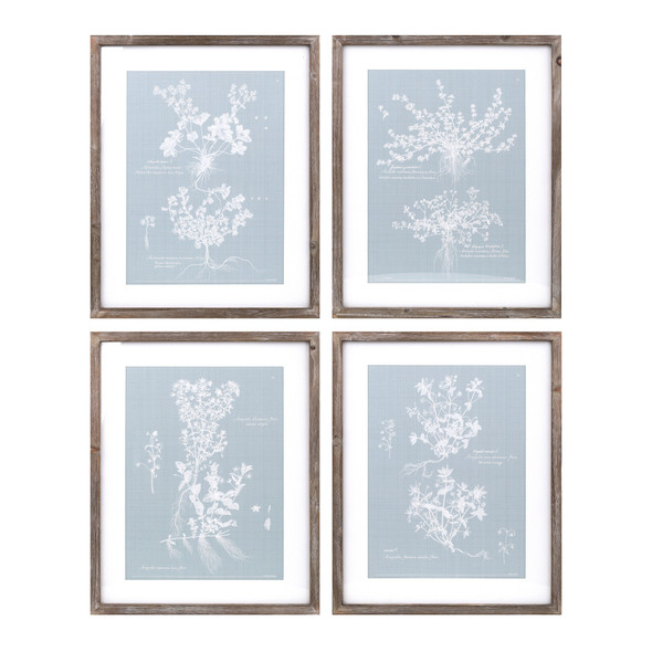 Floral Print (Set of 4) 15.75"L x 19.5"H MDF/Wood/Paper/Glass - 85202