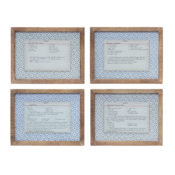 Framed Recipe Card (Set of 4) 13.5"L x 10.25"H MDF/Wood - 85455