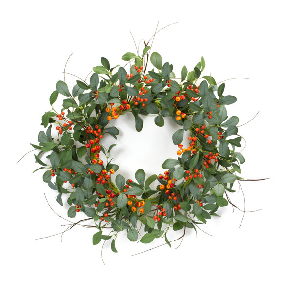 Foliage and Berry Wreath 21"D Polyester - 85508