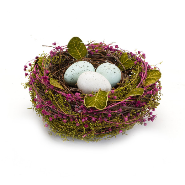 Nest with Eggs (Set of 4) 6.5"D x 2.75"H Natural/Foam - 85774
