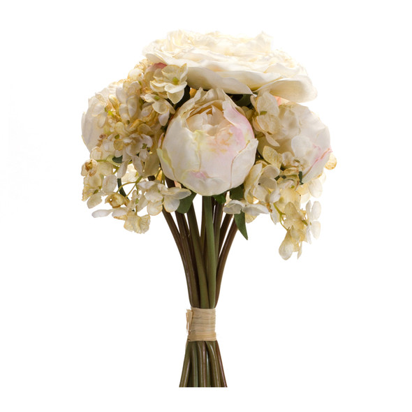 Peony and Hydrangea Bouquet (Set of 6) 16.75"H Polyester - 85819