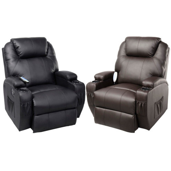 Ergonomic Heated Massage Recliner Sofa Chair Deluxe Lounge Executive w/ Control-brown