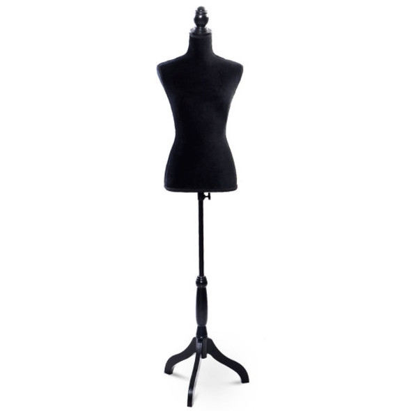 Female Mannequin Torso Dress Form Display W/ Black Tripod Stand New-Black