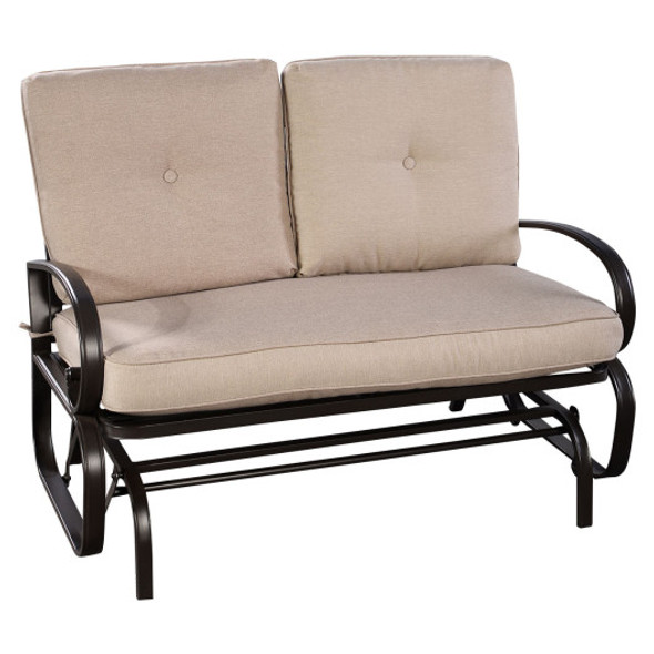 Outdoor Patio Cushioned Rocking Bench Loveseat