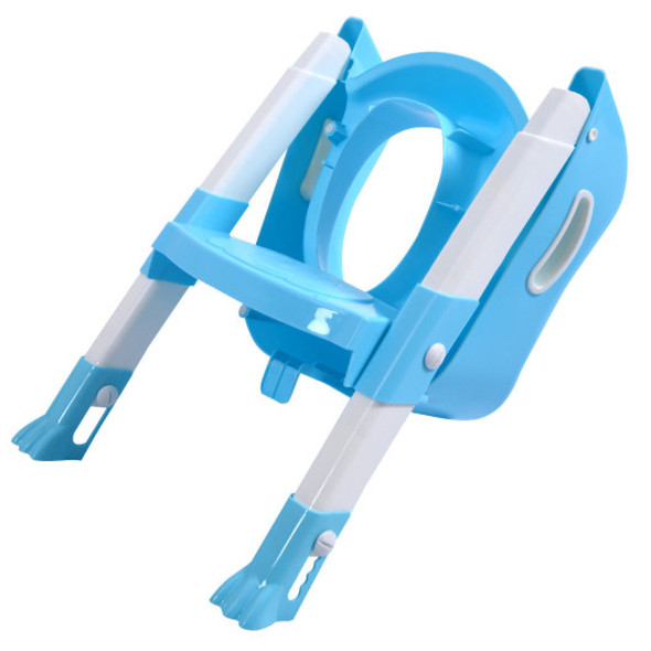 Kid Training Toilet Potty Trainer Seat Chair Toddler W/Ladder Step Up Stool-Blue