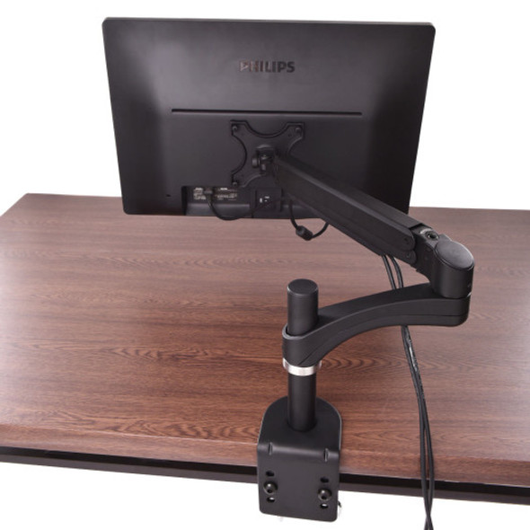Single Arm TV LCD Monitor Desk Mount Stand Bracket Swivel Gas Spring up to 27"